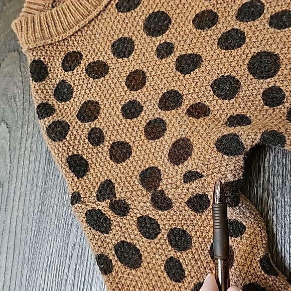 Madewell Black Brown Polka Dot Long Sleeve Wool Sweater Dress Size XS - Picture 13 of 15